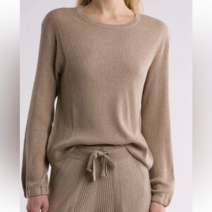Splendid Women's Ribbed Crew Neck Sweater - Beige